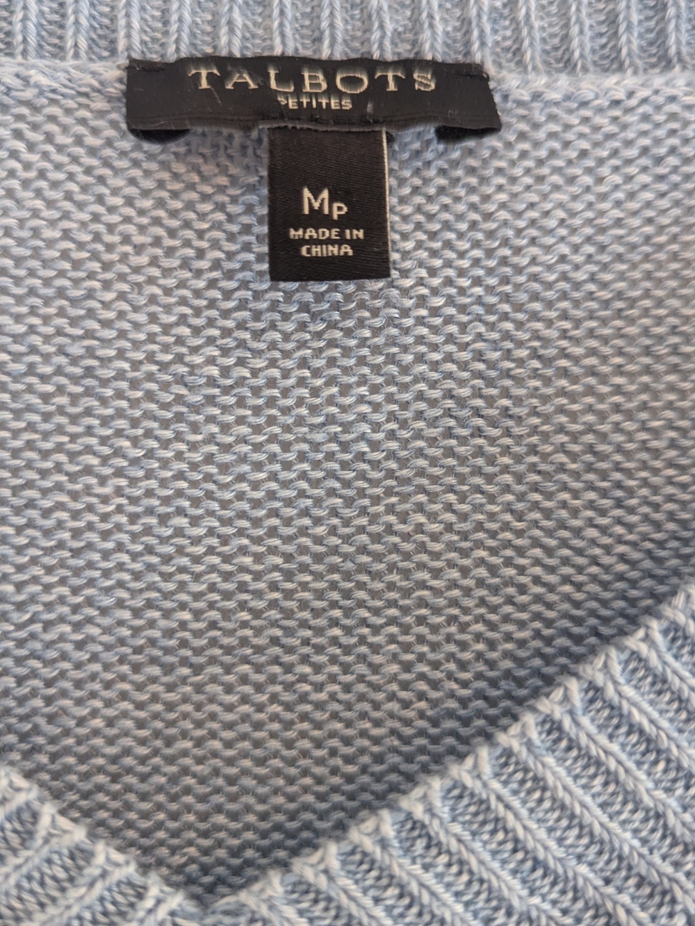 Talbots Pale Blue V-Neck Lightweight Sweater - Picture 2 of 3